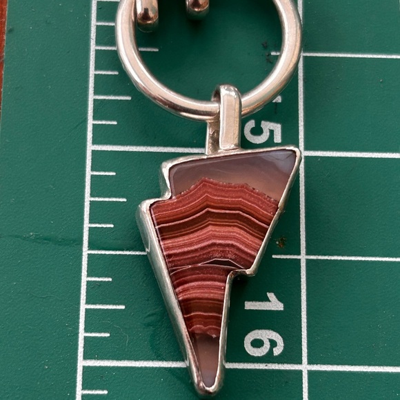 Artisan Gemstone Sterling Lightening Bolt Pendant Necklace Signed Final Price - Picture 2 of 6